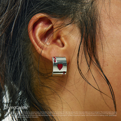 CryingCenter 弧形扑克牌趣味耳钉 哭喊中心