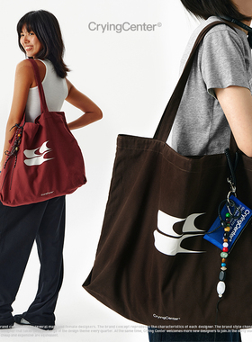 CryingCenter 低饱和莫兰迪色通勤大容量帆布包  哭喊中心