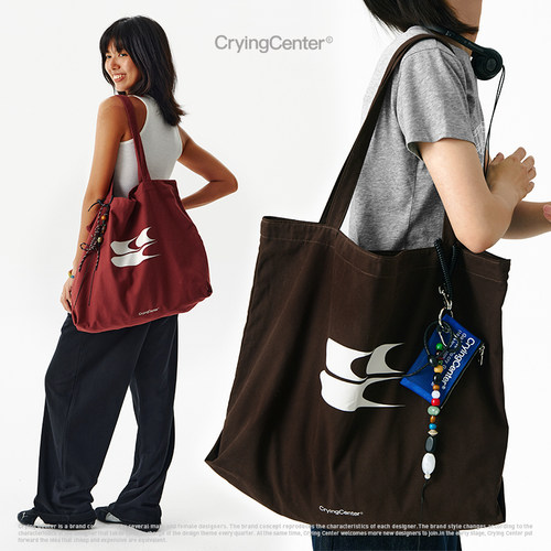 CryingCenter 低饱和莫兰迪色通勤大容量帆布包  哭喊中心