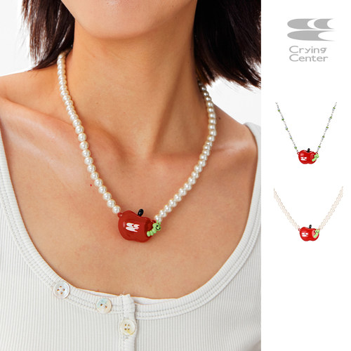 CryingCenter 苹果虫彩豆珠珍珠项链 哭喊中心