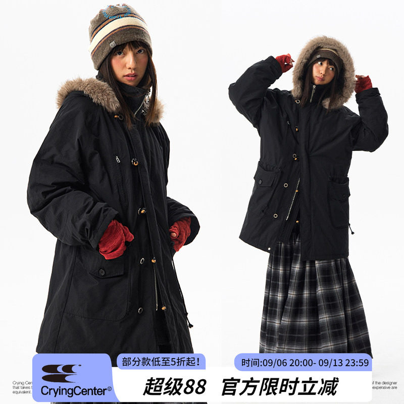 CryingCenter秋冬实穿可拆卸毛领夹棉外套 工装派克棉服哭喊中心图片