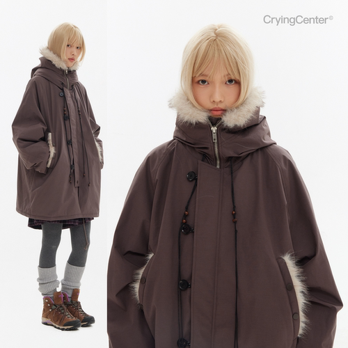 cryingcenter阿尔法秋冬毛领风衣