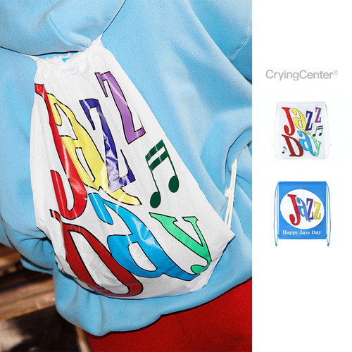 CryingCenter  JazzDay透白湖蓝字母印花超轻束口双肩包 哭喊中心