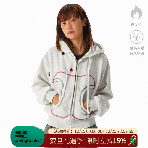 CryingCenter 3c苹果口袋女短拉链薄绒卫衣 男女款 哭喊中心