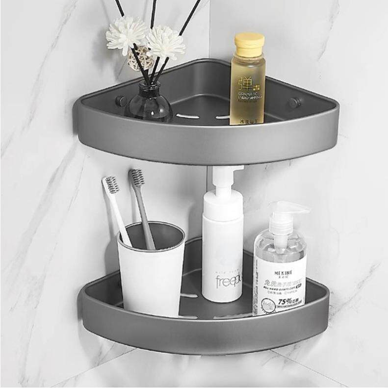 免打孔太空铝三角架壁挂卫生间储物置物架浴室转角收纳架浴室角蓝