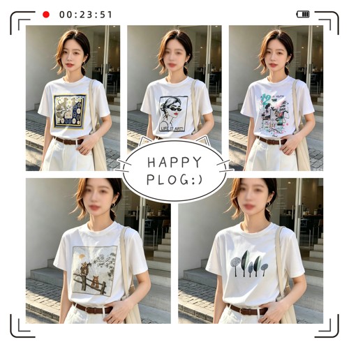 【样衣清货】仓库搬迁白色纯棉印花T清仓特价处理