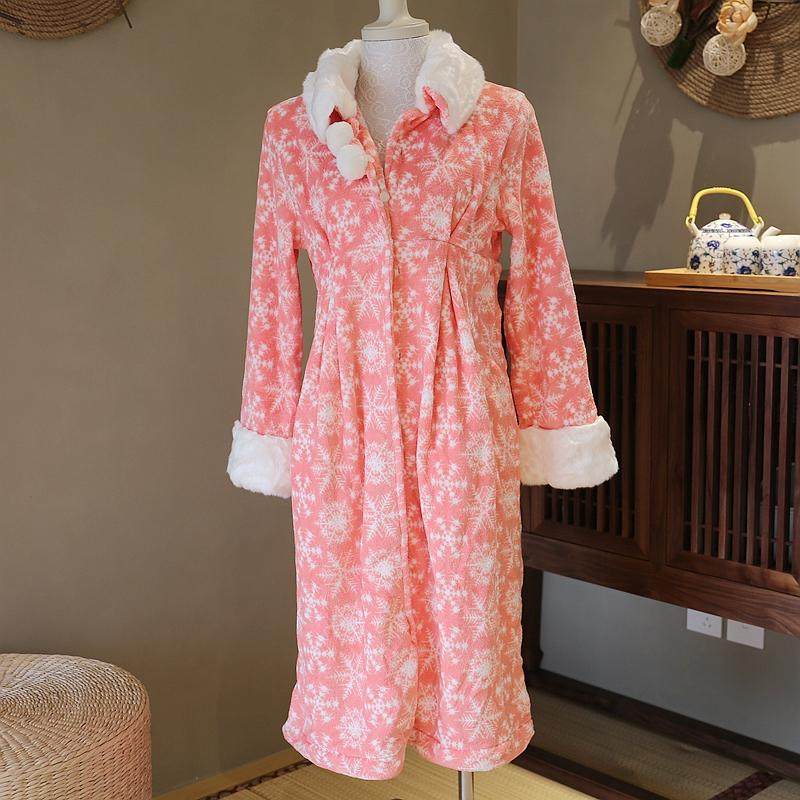 安莉芳冬季家居服睡衣女士长款中厚珊瑚绒浴袍睡袍EL6041 现货