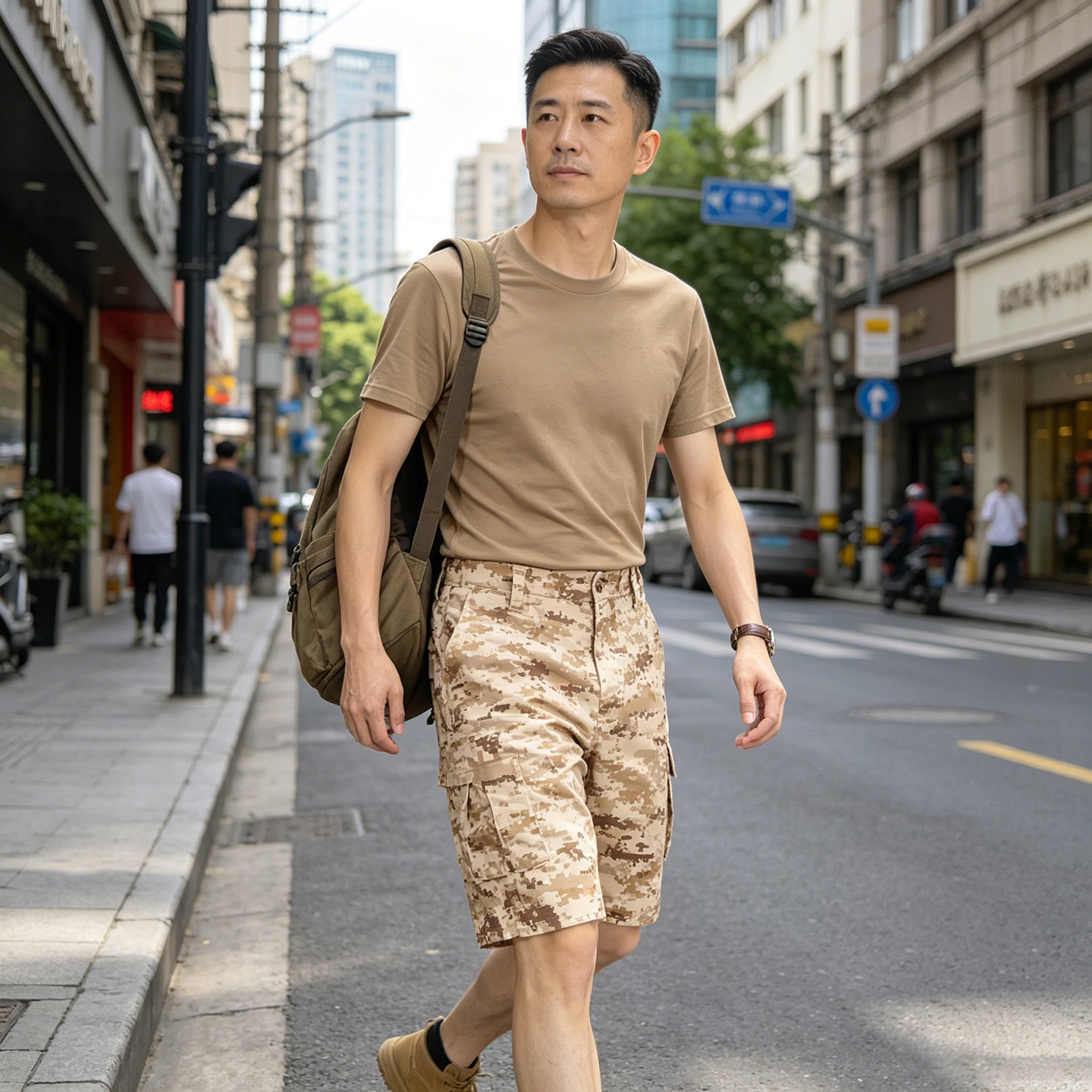 高端美式沙漠迷彩短裤男款夏季多兜宽松休闲工装大码五分裤大裤衩