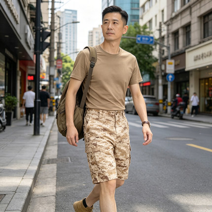 高端美式沙漠迷彩短裤男款夏季多兜宽松休闲工装大码五分裤大裤衩