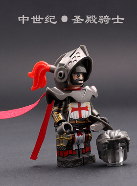 中世纪城堡骑士十字军狮心条顿黄金骑士兵X0348人仔拼装积木玩具