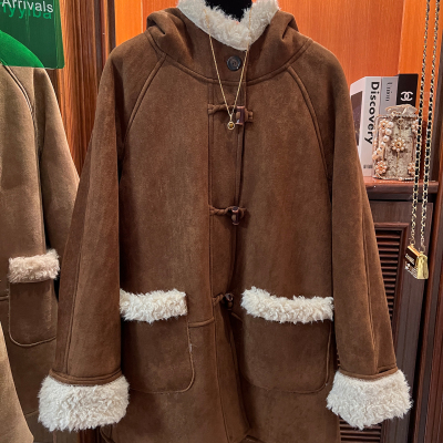 美拉德环保仿麂皮绒羊羔毛外套