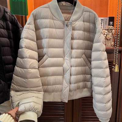 90白鸭绒棒球领排骨羽绒服外套女