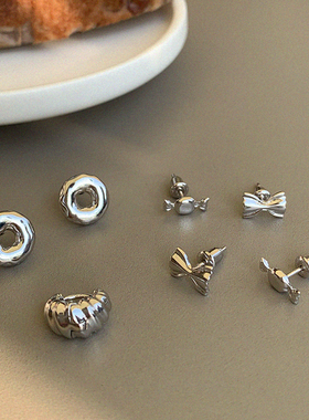 LLab s925 食物系列甜蜜下午茶甜甜圈/蝴蝶面/小糖果耳钉 多款