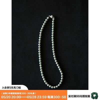 进口人造珍珠高级灰s925磁扣项链