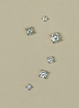 LLab s925纯银D色莫桑石单钻四爪轻奢高级感简约圆钻耳钉 多尺寸