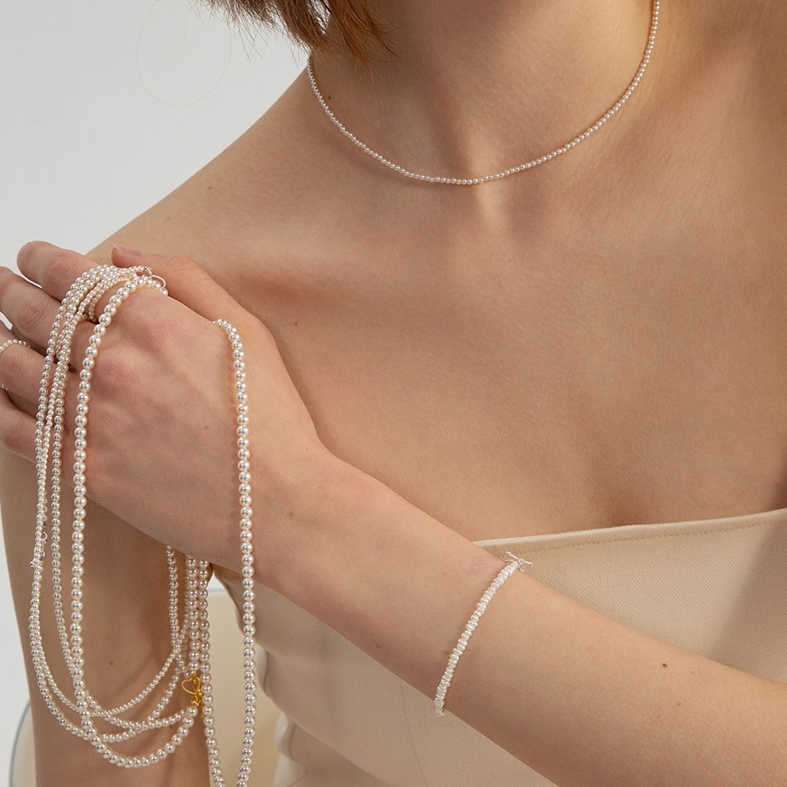 LLab进口施家珍珠极细百搭锁骨链