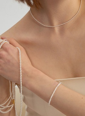 LLab回馈！正圆强光2mm/3mm/4mm迷你施家baby珍珠极细锁骨链项链