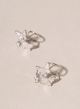 LLab 蝴蝶耳骨夹s925无耳洞镶钻甜酷精灵耳饰