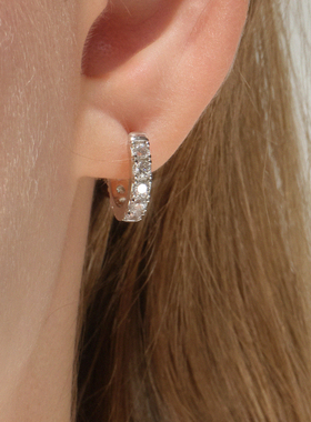 LLab s925 简约高质感双面镶钻进口高火彩满钻耳圈耳钉