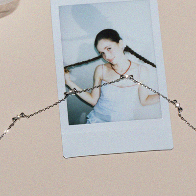 LLabs925银蝴蝶结镶钻项链