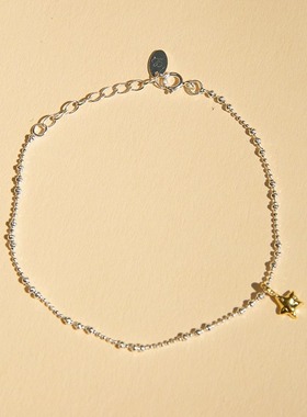 LLab s925银 小星星细手链小众简约撞色设计可调节细珠珠链