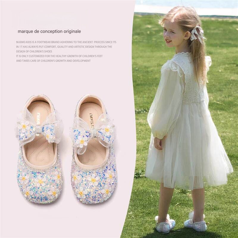 法国MIWEIKE 女童公主鞋儿童小皮鞋女孩水晶鞋软底礼服鞋时尚单鞋