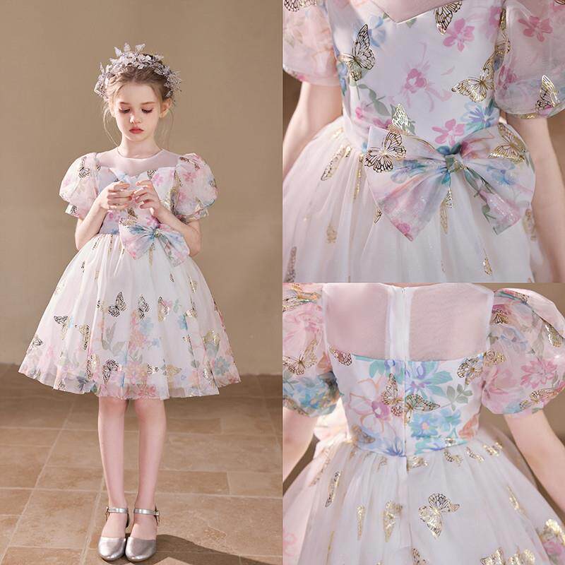 法国MIWEIKE 儿童晚礼服公主裙花童婚纱高端主持人钢琴演奏演出服