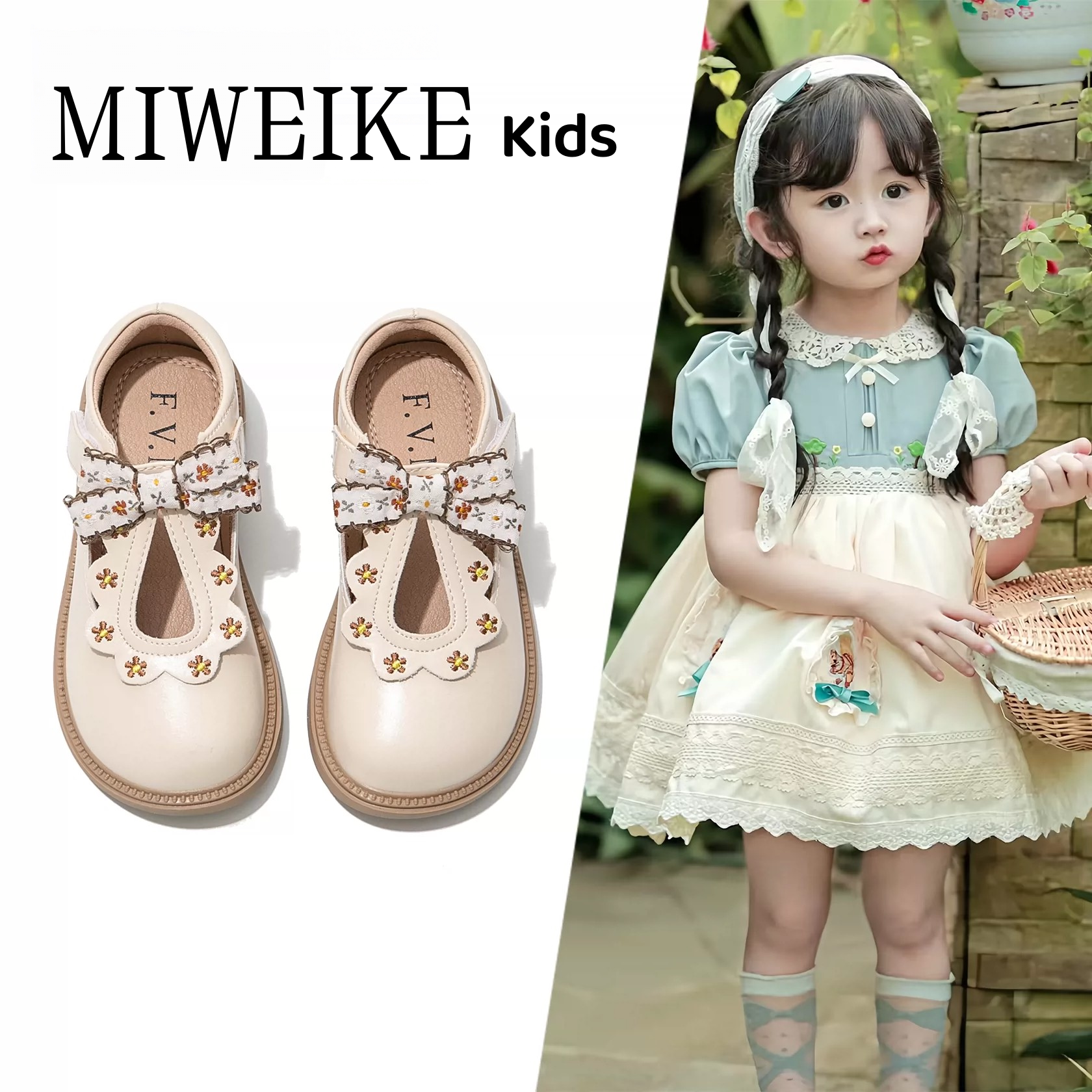 MIWEIKE女童洋气公主小皮鞋