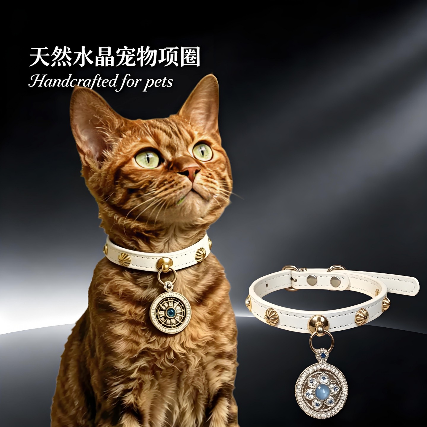 宠物项圈海蓝宝八宝罗盘猫咪项链