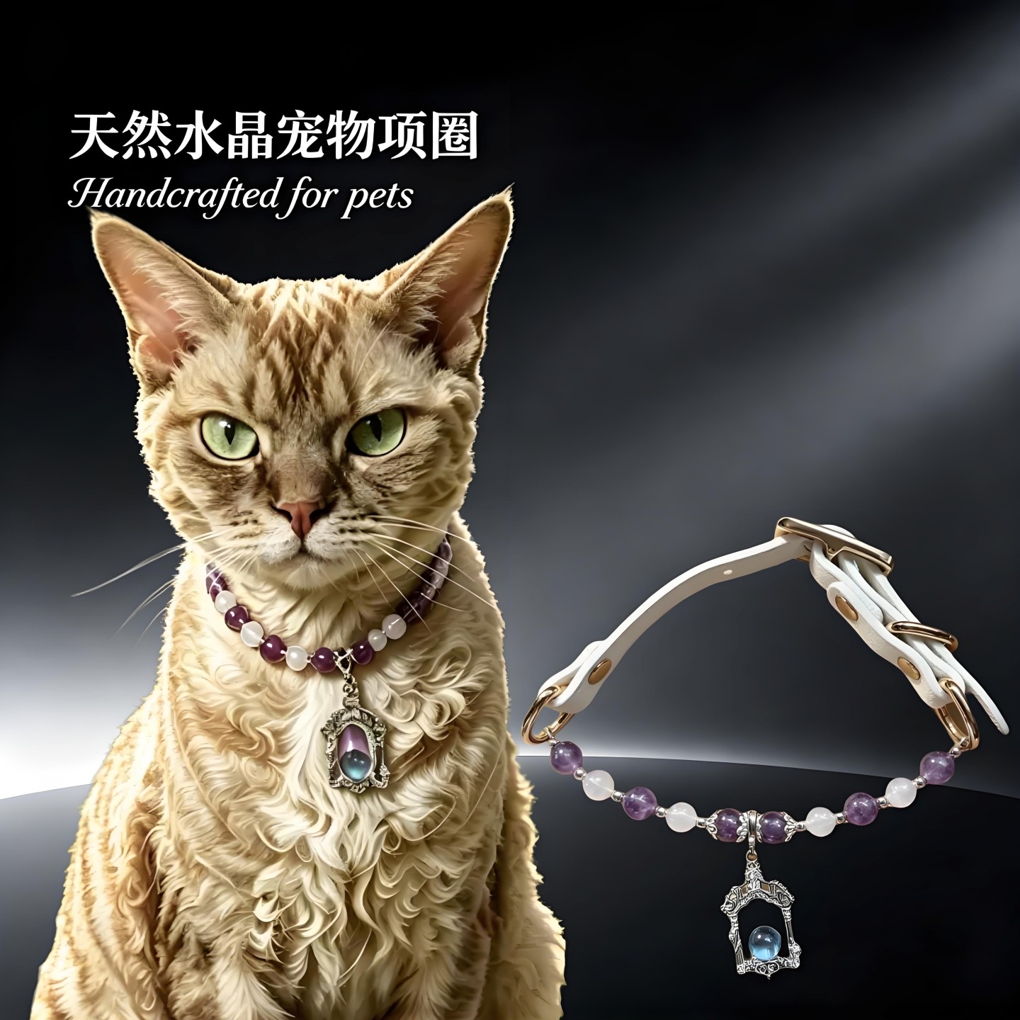 猫咪项圈蓝托帕宠物狗狗水晶脖圈