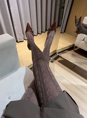 低调奢华银丝提花连裤袜秋冬150D柔软打底袜丝袜大码高个子A245