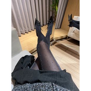 清仓 袜春秋圆点丝袜A251 高品质40D微透柔软银丝亮闪爱心提花连裤