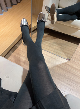 外贸32%羊毛混纺轻薄保暖春秋打底袜120D柔软灰色平板连裤袜A148