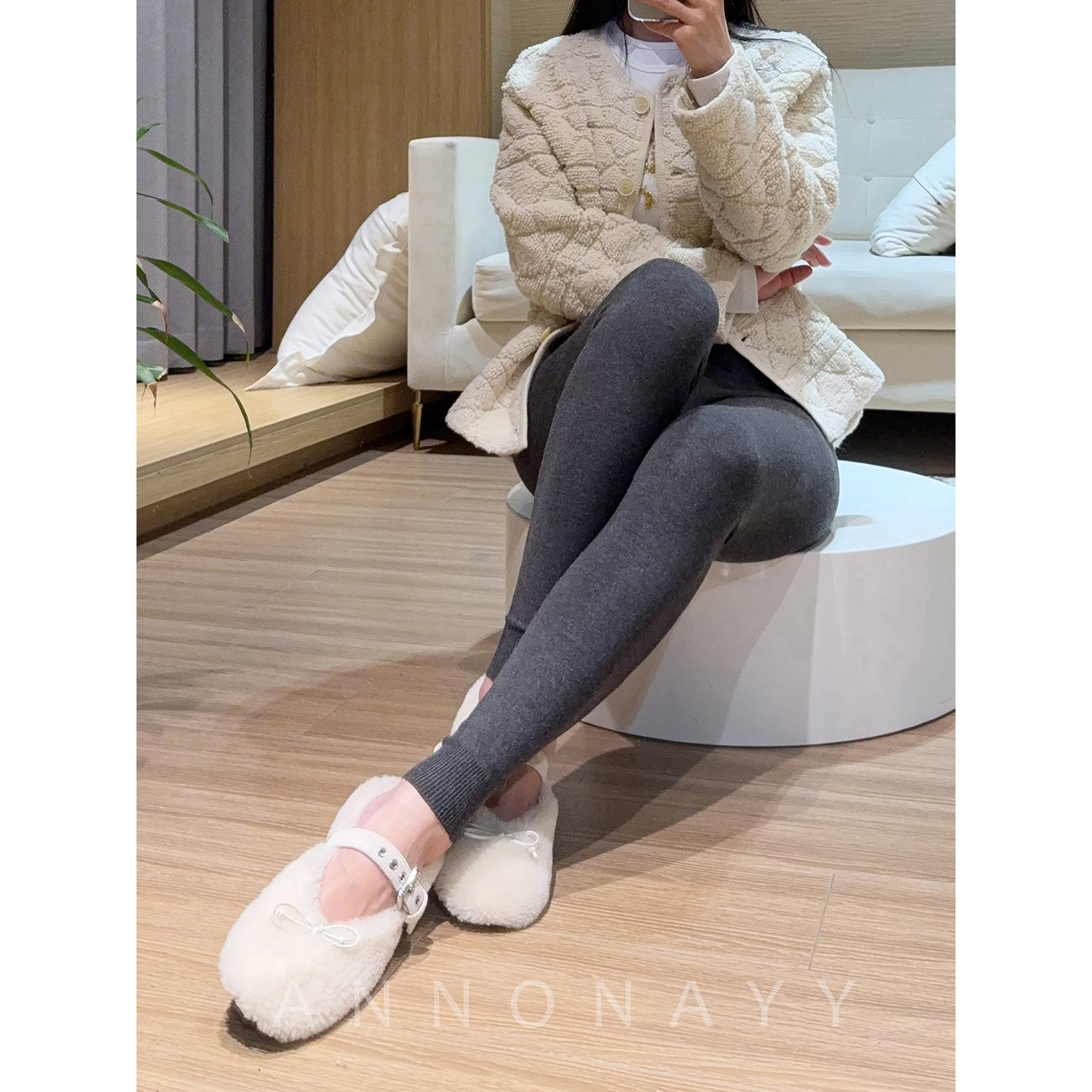 加厚保暖230克莫代尔九分裤冬季无缝裆打底秋裤连裤袜不掉裆A369