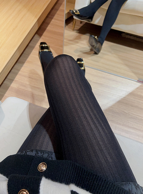 外贸高品质110D微压显瘦竖条纹打底袜春秋丝袜天鹅绒连裤袜A112