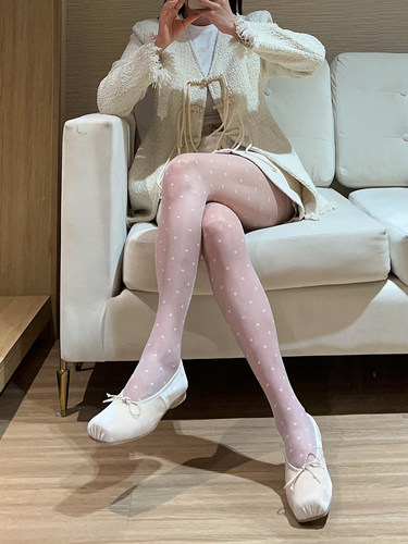 法式波点复古连裤薄款黑丝