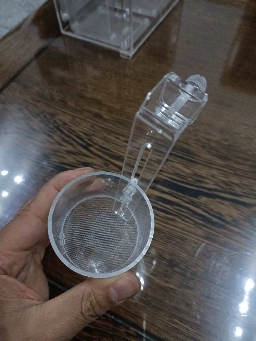 丰年虾喂食器 小鱼投喂圈 挂缸壁喂鱼 亚克力鱼粮桶 80目 尼龙底