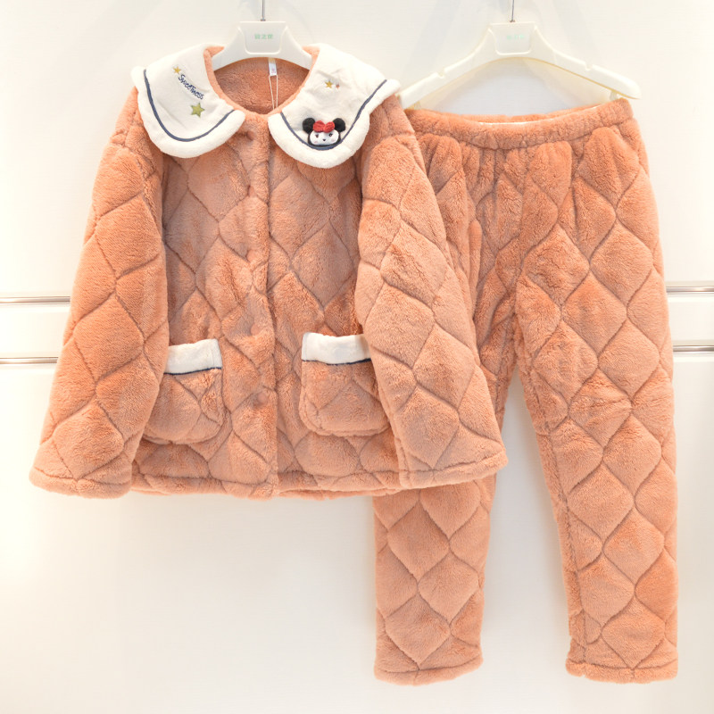 安之伴睡衣冬季女士泡芙绒三层加厚夹棉卡通韩版法式小翻领家居服,女士内衣/男士内衣/家居服,睡衣/家居服套装,淘宝优惠券,粉丝福利购,淘宝优惠卷