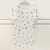 品牌睡衣夏季 女睡裙家居服 女士冰爽棉点点卡通小熊可爱学生短袖