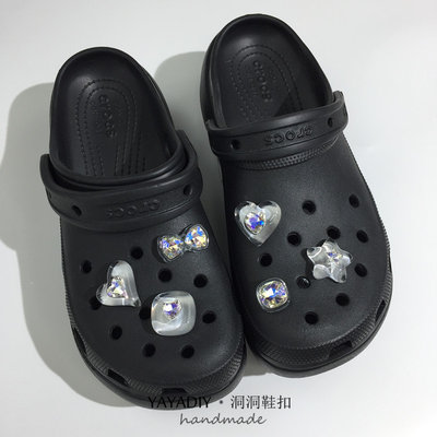 高级感晶莹剔透水晶水钻爱心蝴蝶结鞋扣crocs洞洞鞋diy鞋花