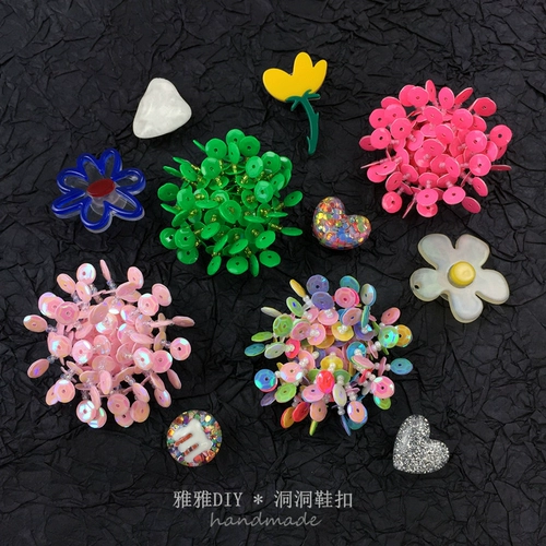 Crocs, блестки для ногтей, пряжка для обуви, аксессуар, съемные тапочки, в цветочек, DIY