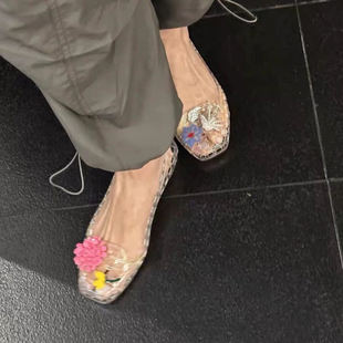 新款heavenlyjelly果冻洞洞鞋配饰立体山茶花鞋花配饰卡扣水晶扣