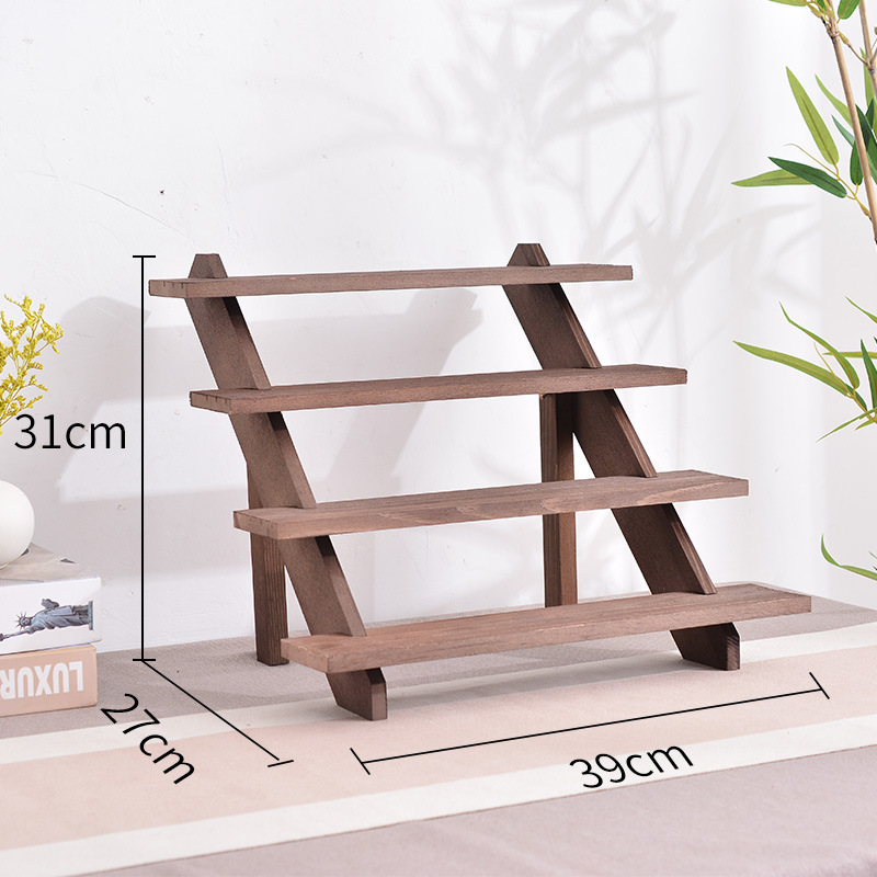 实木首饰展示架木质阶梯桌面多层储物收纳架耳环耳钉饰品架可拆摆