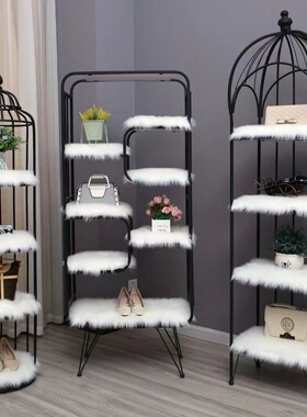 白色毛毯柜台布长毛绒展示服装店橱窗鞋包架子展厅垫底装饰毛垫布