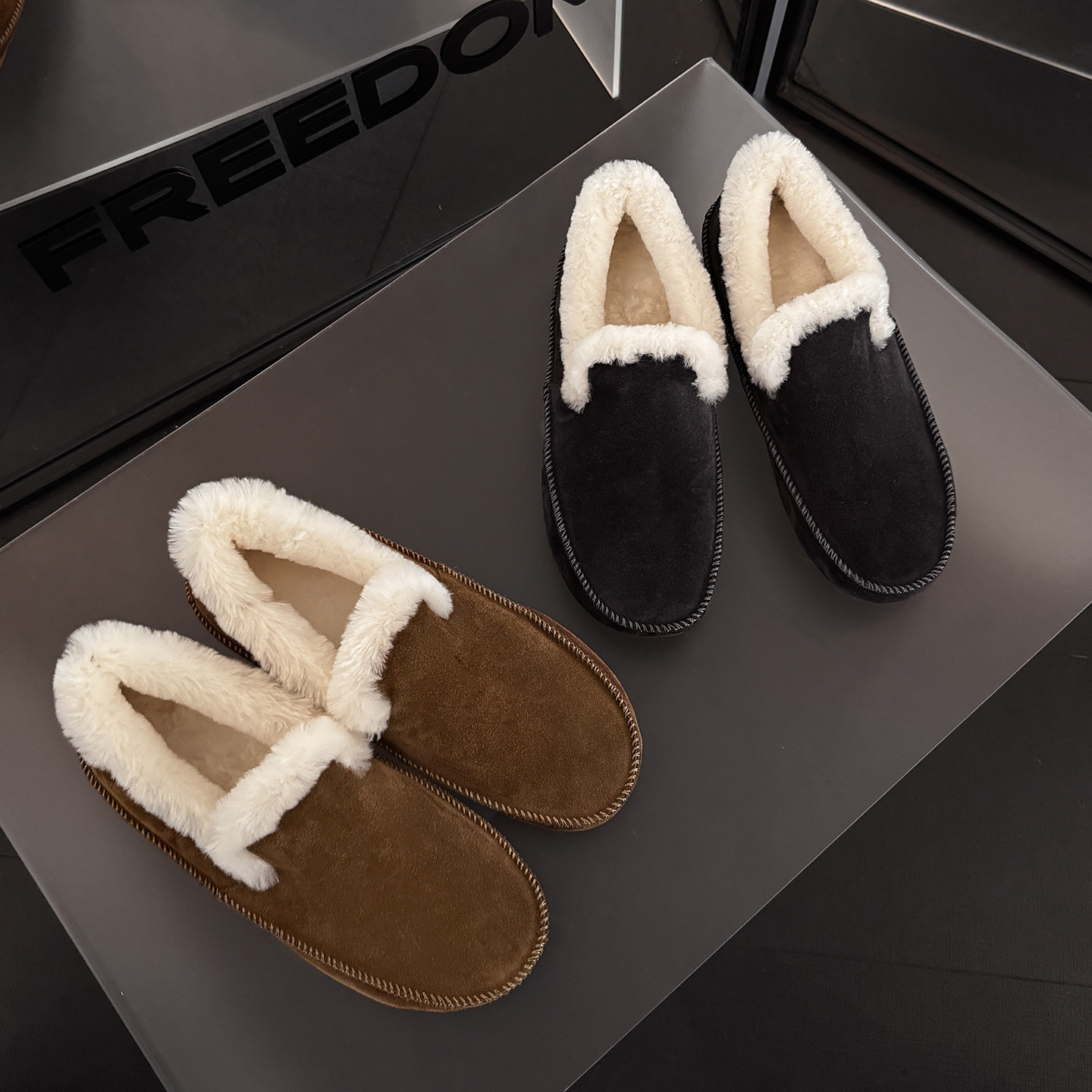 豆豆鞋女2025新款老钱风真皮复古羊羔毛平底百搭加绒保暖毛毛鞋女,女鞋,时尚雪地靴,淘宝优惠券,粉丝福利购,淘宝优惠卷