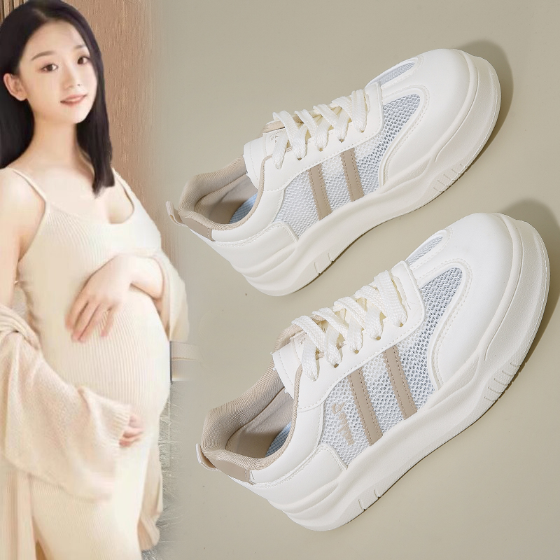 踩屎感孕妇透气网面鞋女2025新款春夏爆款防滑软底百搭休闲小白鞋