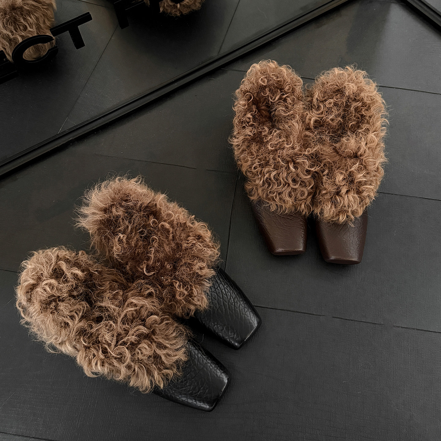 牛皮加羊毛韩系方头小卷毛内增高后拉链深口加绒简约毛毛鞋单鞋女,女鞋,深口单鞋,淘宝优惠券,粉丝福利购,淘宝优惠卷