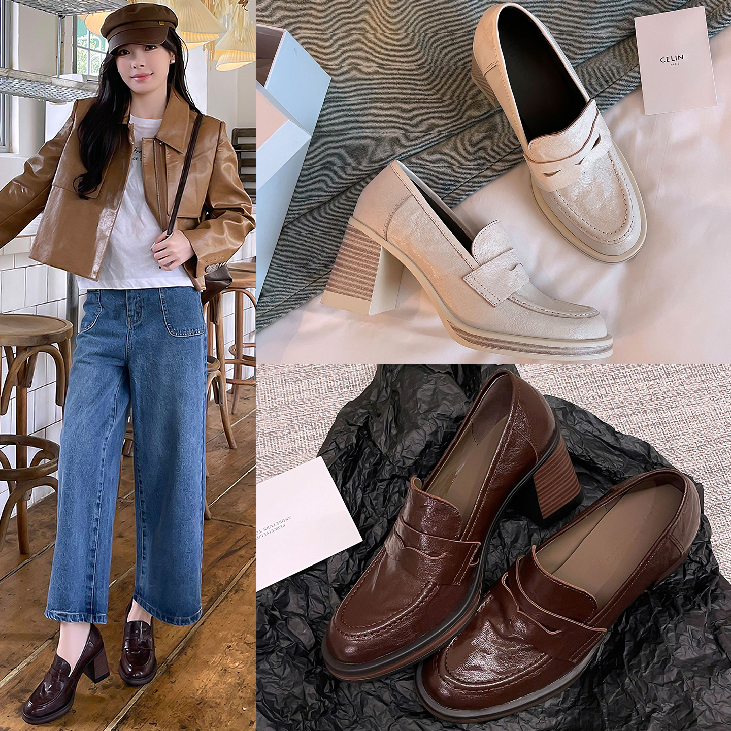 头层手抓羊皮版英伦风小皮鞋女2025新款真皮厚底乐福鞋粗跟单鞋女