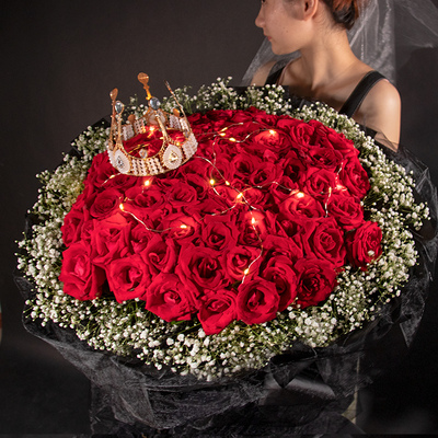 红玫瑰99朵七夕生日礼物昆明鲜花