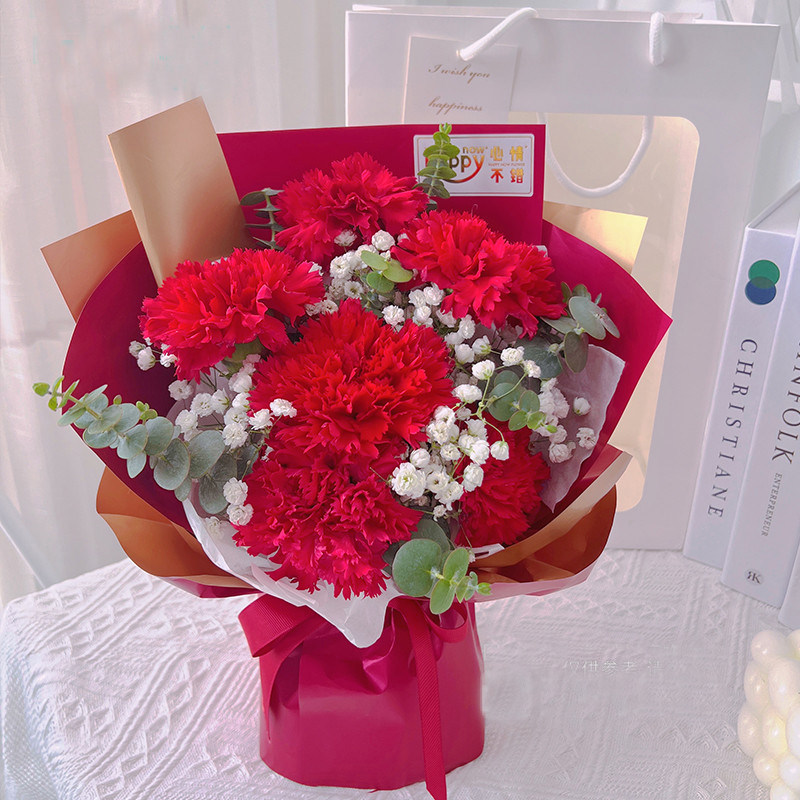 手提袋红康乃馨生日母亲昆明鲜花